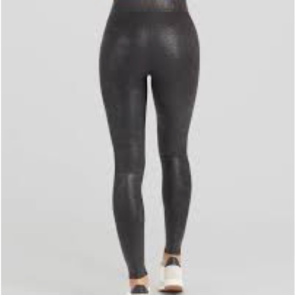 Spanx Faux Leather Matte Snake Leggings Compression Tummy Control Size Small NEW